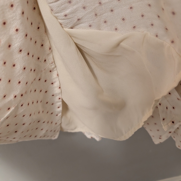 Zara Cream Mini Dress Tiered Ruffle Cottagecore Baby doll Polka Dot Cotton Large - Picture 4 of 7